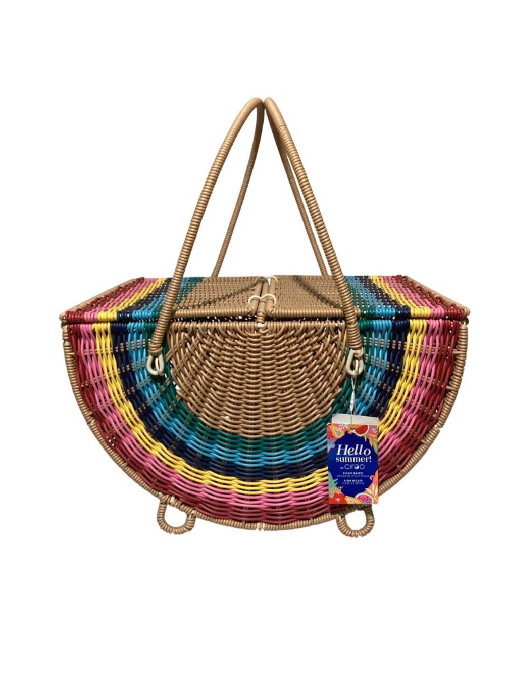 Ciroa Retired Viral Rainbow Resin Wicker Picnic Basket